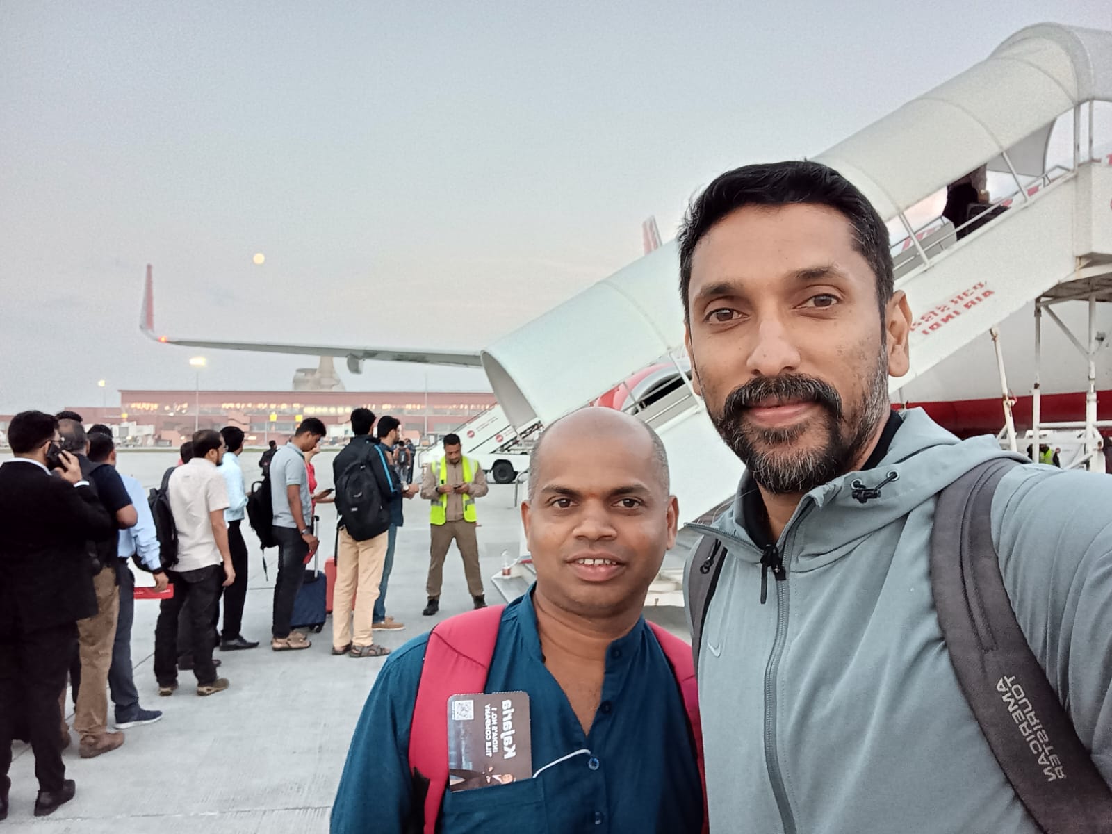 Sri Chidananda Acharya at the airport, travelling to Ayodhya for the Ram Mandir project